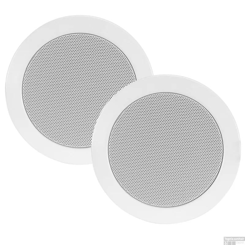 Snelle Levering Speakerset Aquasound Twist Spatwaterdicht 45 Watt 135 mm Wit (RAL 9016)