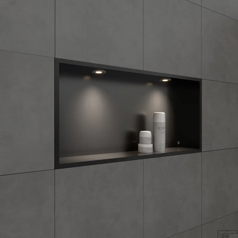 Betrouwbaar Inbouwnis BWS Alfie 30x60 cm Met LED Verlichting Mat Zwart