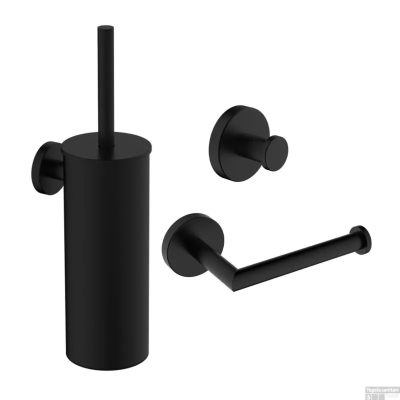 Hoge Kwaliteit Toilet Accessoires Set Wiesbaden Alonzo Mat Zwart
