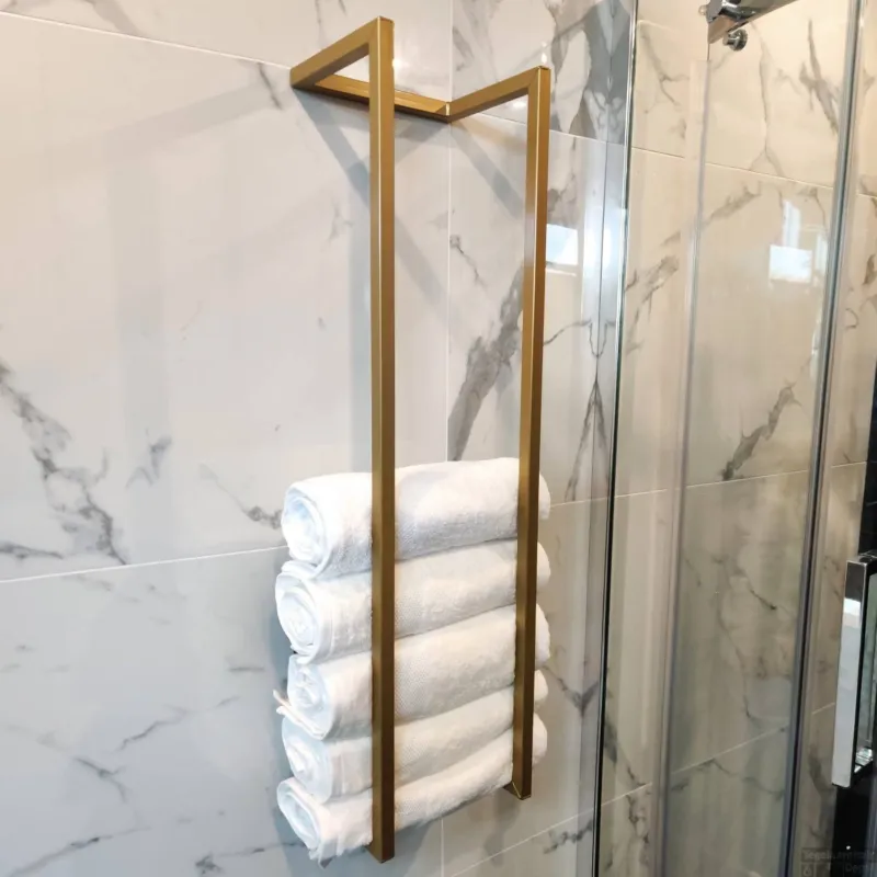 Aanbieding BWS Handdoekenrek Industrieel 95x25x20cm Goud