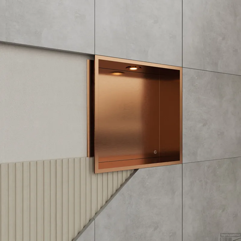 Beperkte Voorraad Inbouwnis BWS Alfie 30x30 cm Met LED Verlichting Geborsteld Koper