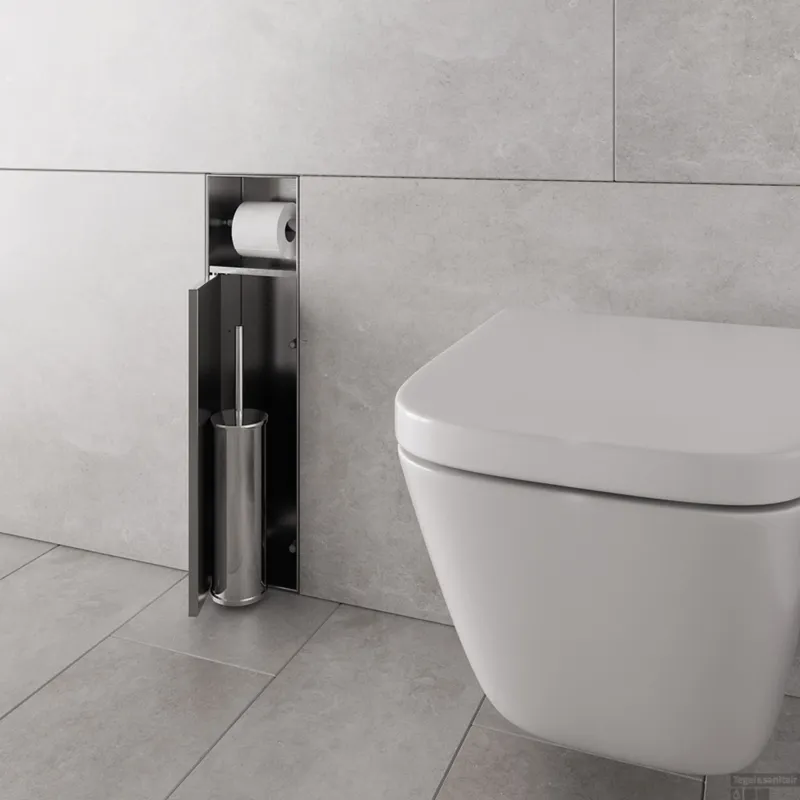 Inbouw Toiletborstelhouder BWS Alfie Met Rolhouder Betegelbaar Geborsteld Staal Goedkoop