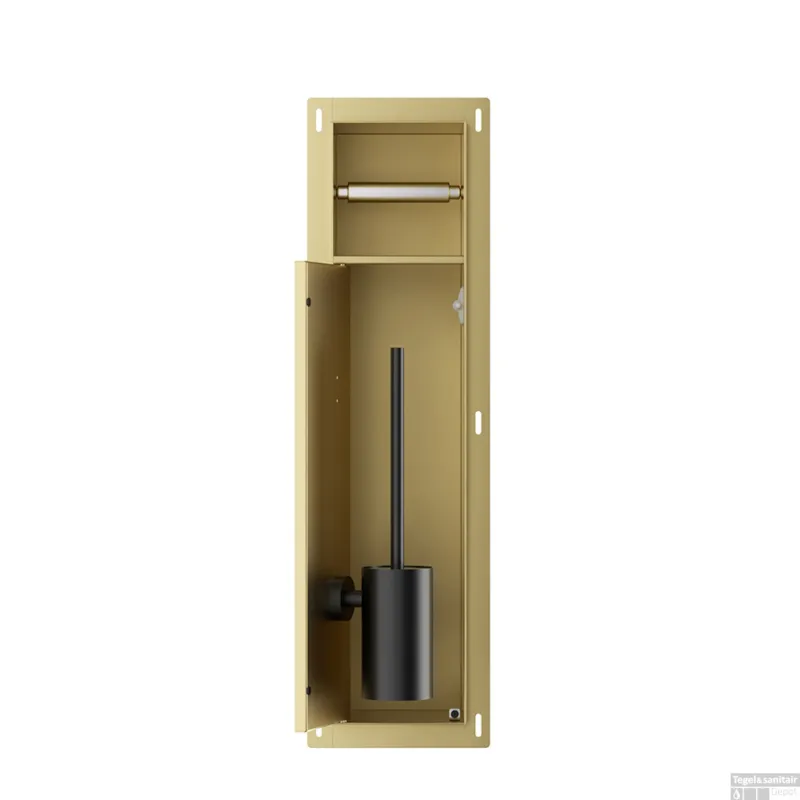 Toiletrol- en Borstelhouder Inbouw BWS Milan Betegelbaar Geborsteld Messing Express Levering