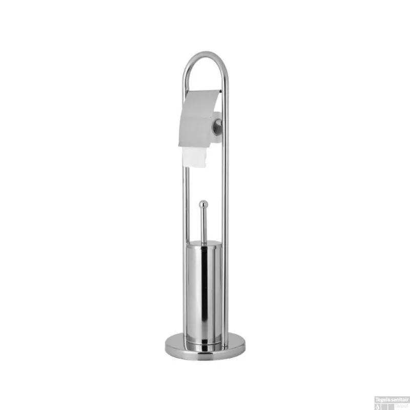 Lage Prijs Toiletborstelhouder Sapho Samba Vrijstaand met Toiletrolhouder Chroom