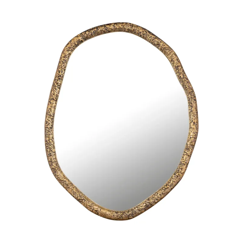 Aanbieding Paislie Brass Organic Shaped Mirror Round 56x3x72cm PTMD