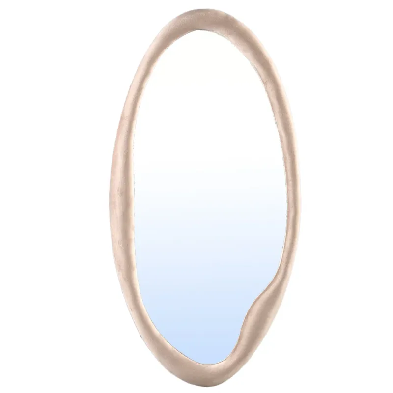 Don Beige velvet mirror organic oval L 65x4x140cm PTMD Meest Verkocht