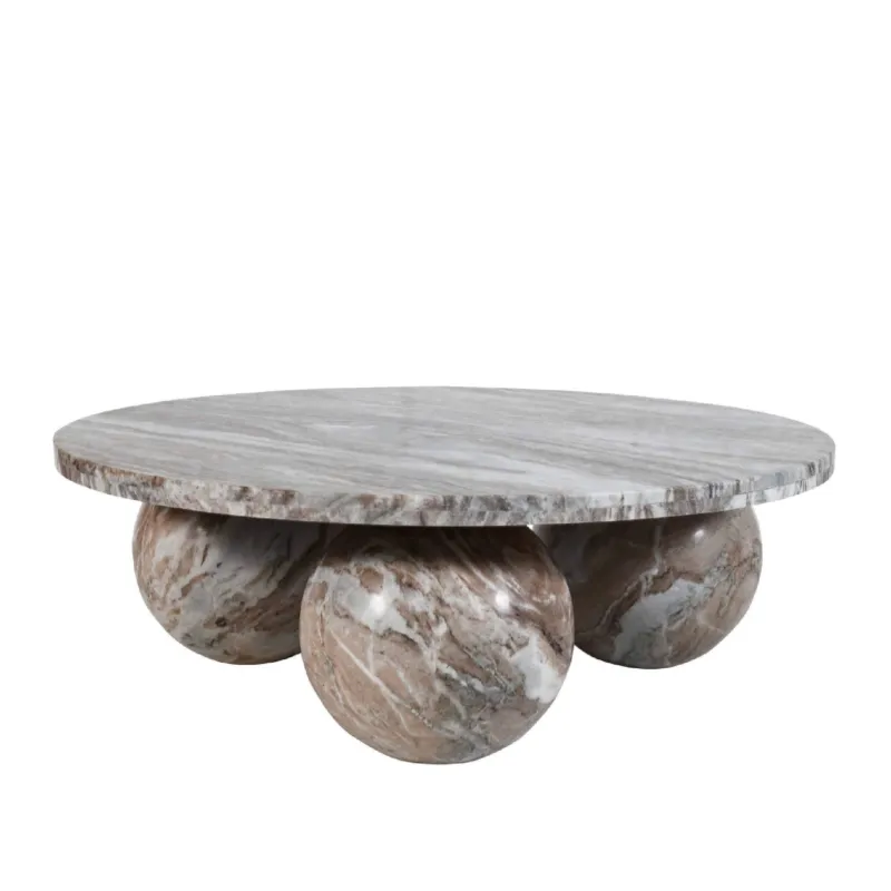 Diro Beige Marble 3 ball coffeetable round PTMD Dagaanbieding