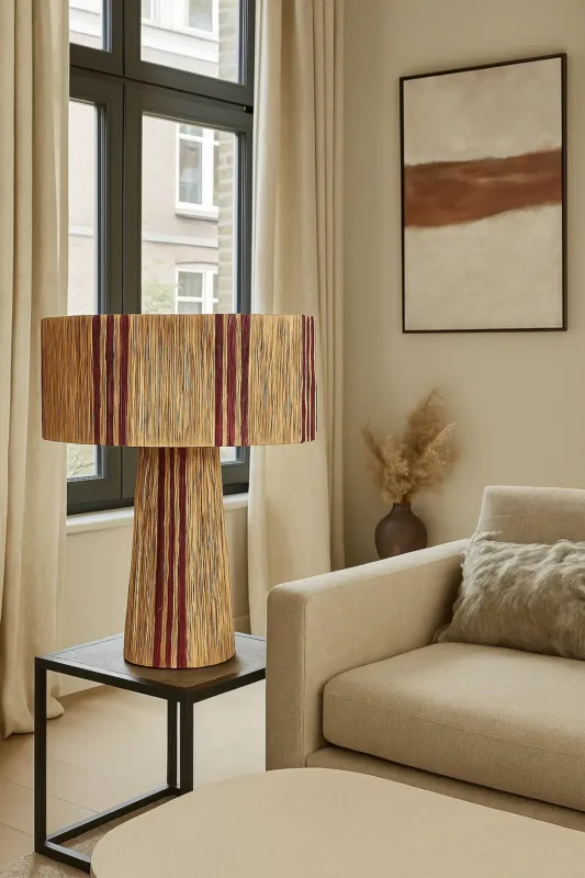 Rotan raffia lamp Stripe Paars – Handgemaakt in Indonesië – Ø50,5 cm Betaalbaar