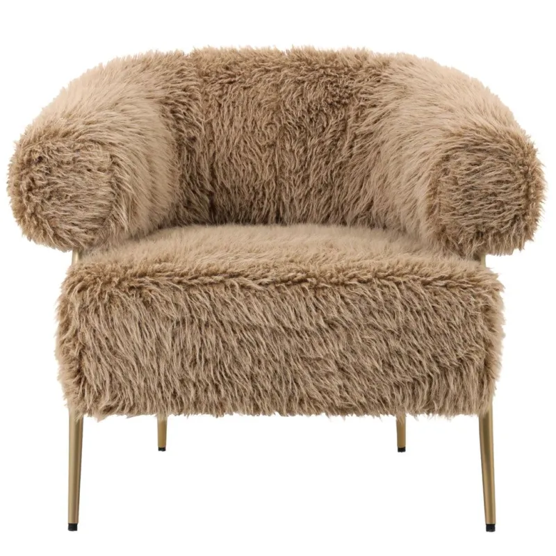 Hair Brown Fauteuil Metaal Base PTMD Gecertificeerd