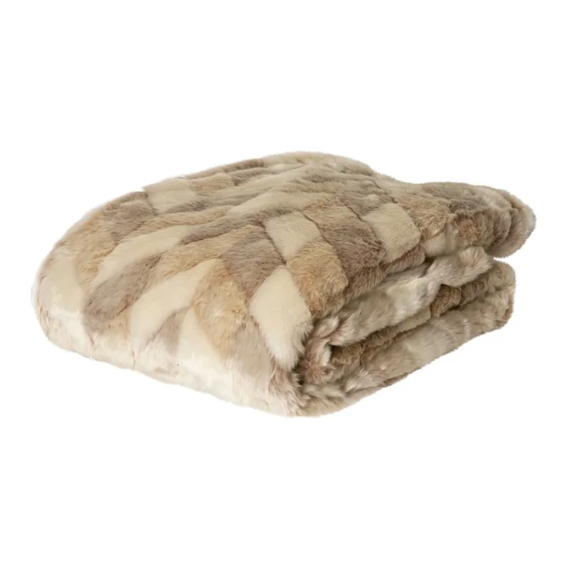 Kathleen Cream Artificial Fur Plaid Rectangle S Nieuw