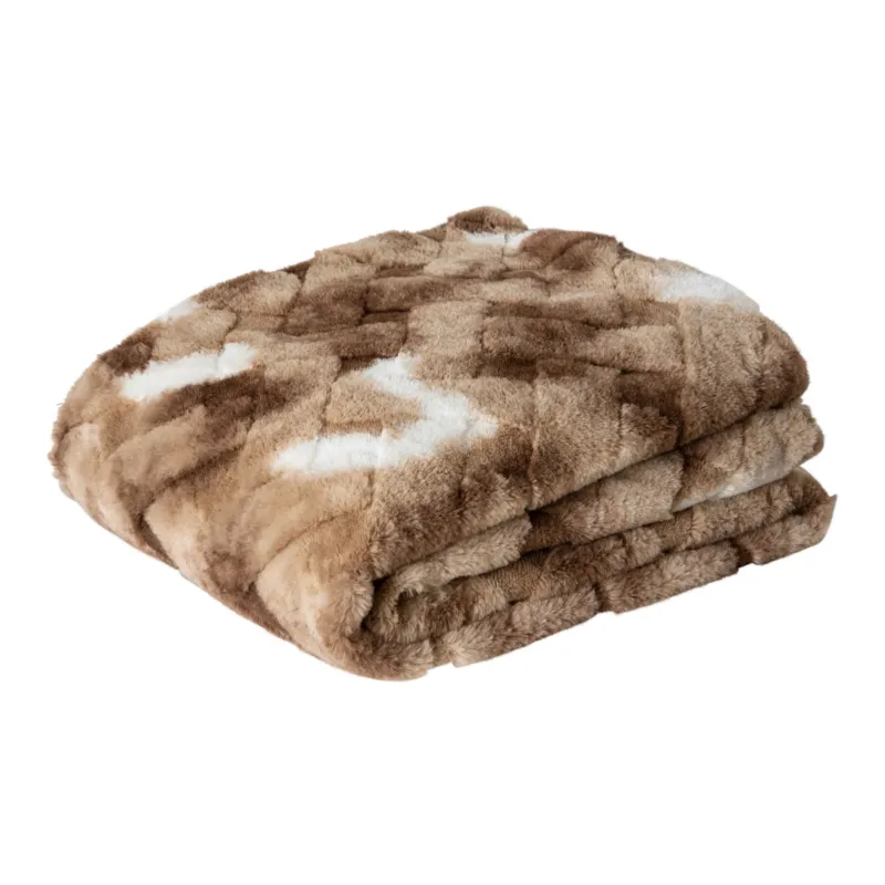 Lage Kosten Geraldine Brown Artificial Fur Plaid Rectangle S