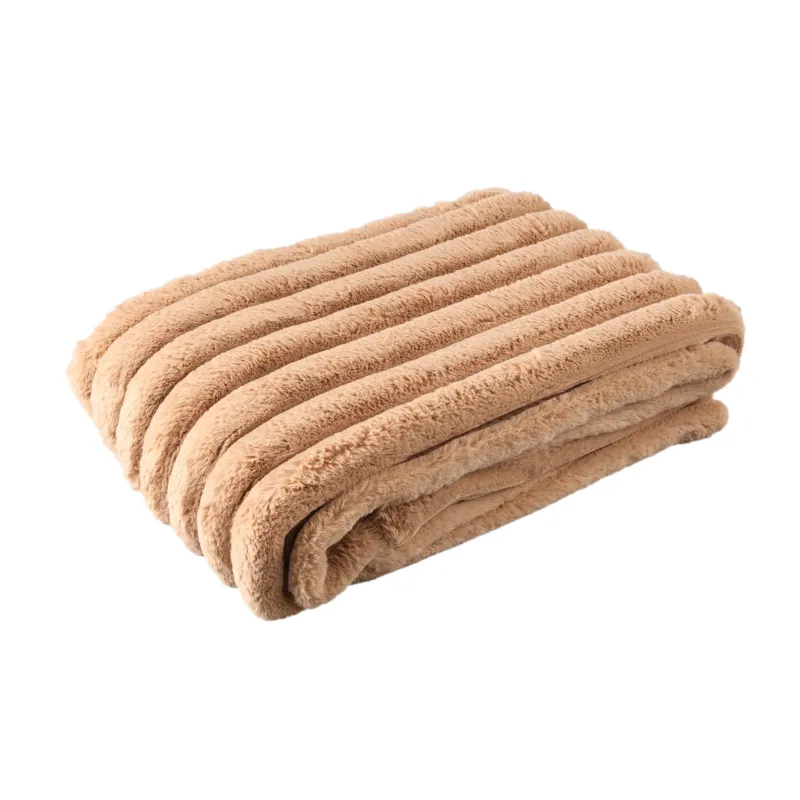 Hadi Beige Ribbed Fake Fur Plaid Small Veilige Betaling