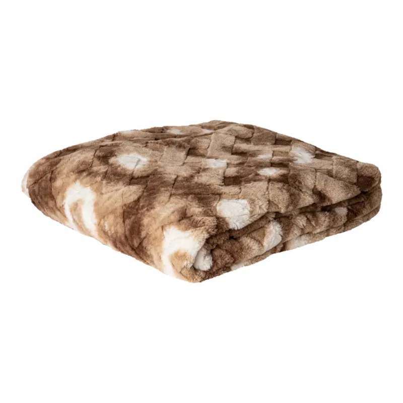 Geraldine Brown Artificial Fur Plaid Rectangle L Must-Have