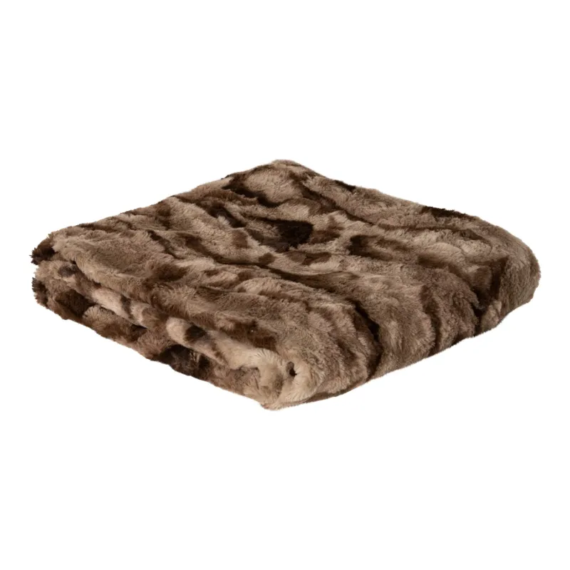 Clarisse Brown Artificial Fur Plaid Rectangle S Speciale Aanbieding