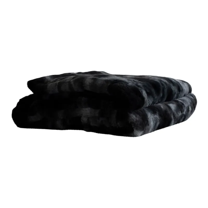 Lage Prijs Linde Black Faux Fur Bedspread In Giftbox 220x240