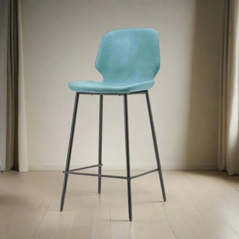 Barkruk Seashell Hoog | Blauw PU Leer Beperkte Voorraad