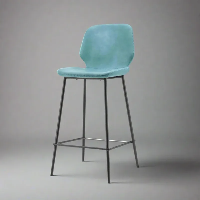 Direct Verzonden Barkruk Seashell laag | Blauw PU Leer