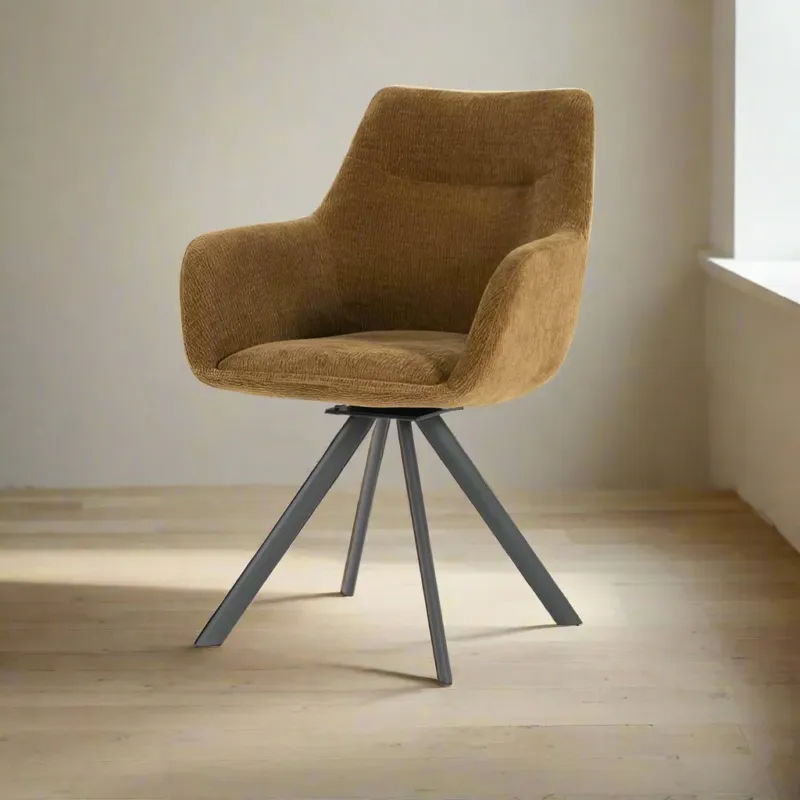 Eetkamerstoel Bliss | Geel Stof | Met Armleuning Dagaanbieding