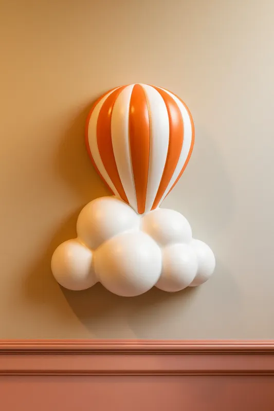 3D Ballon Wanddecoratie – Resin Luchtballon met Wolk Premium