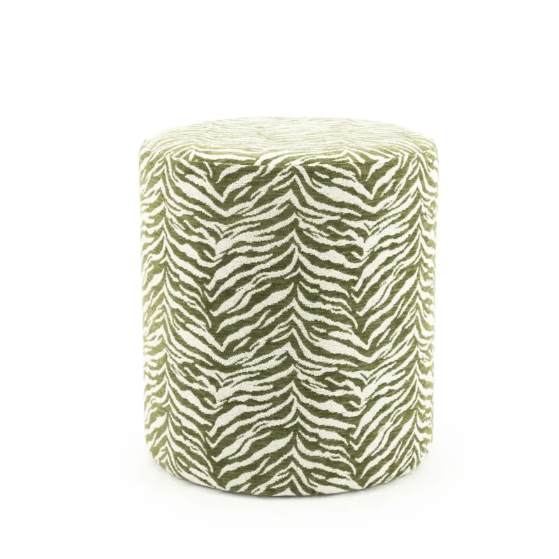 Poef Tigra – polyester & hout groen Speciale Aanbieding