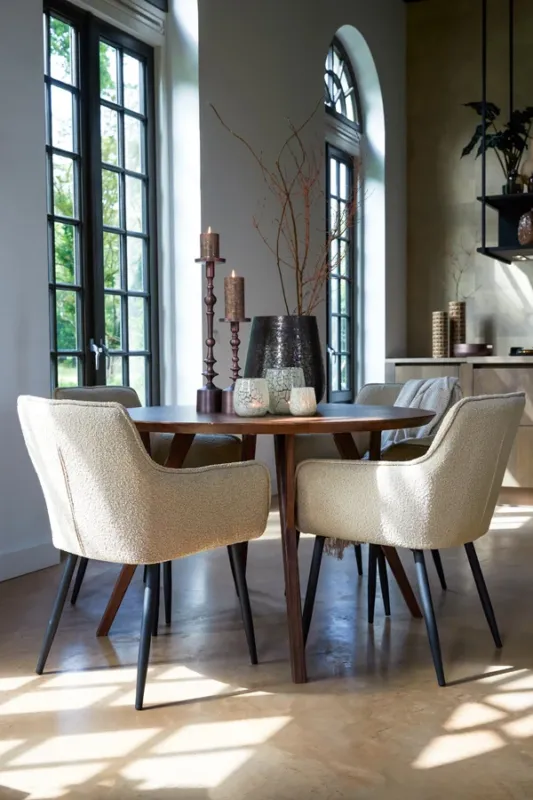 Aanbieding Light & Living Eettafel Quenza Acaciahout Donkerbruin Ø140cm