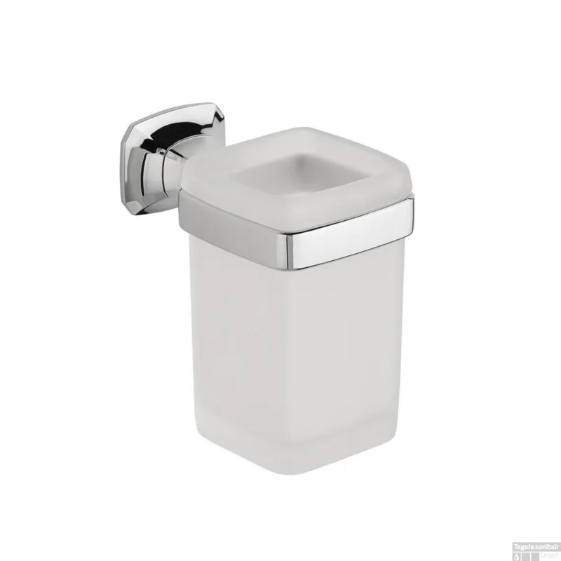Populair Bekerhouder Sapho Aida Hangend 7x11.2 cm Chroom / Satijnglas