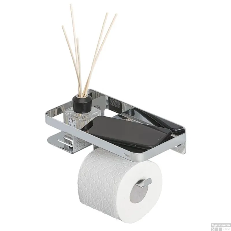 Nieuw Toiletrolhouder Tiger Caddy Met Planchet Chroom