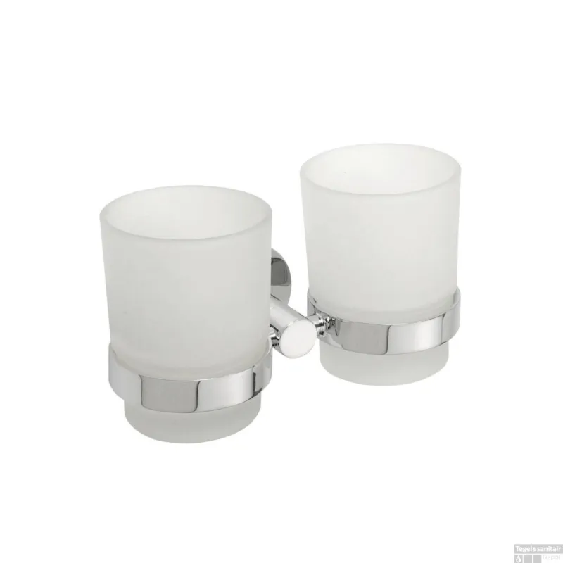 Shop Nu Dubbele Bekerhouder Sapho X-Round Hangend Chroom / Melkglas