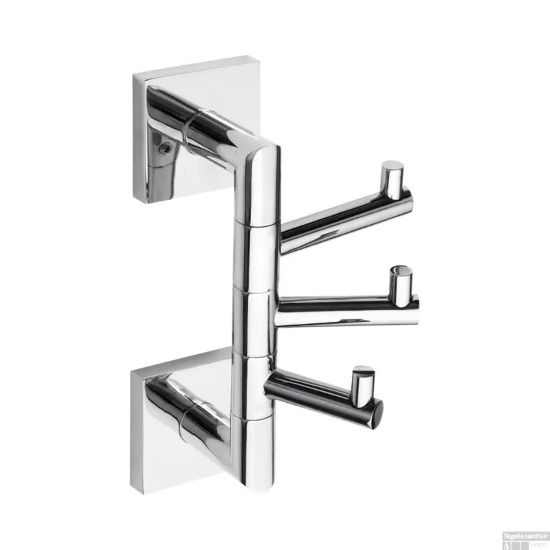 Gratis Retour Drievoudige Handdoekhaak Sapho X-Square Draaibaar 10x19 cm Chroom