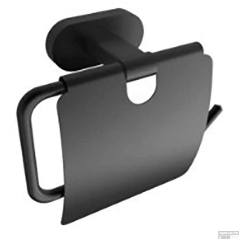 Toiletrolhouder BWS Hakoda Met Klep Mat Zwart Snelle Levering