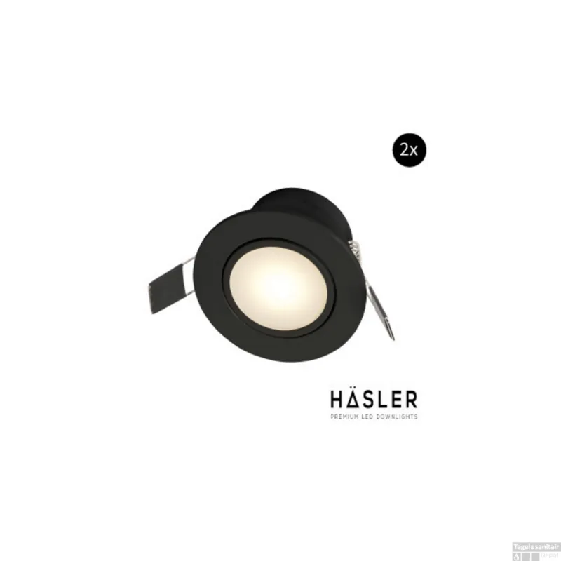 Flitsaanbieding Inbouwspot Häsler Zaragoza Incl. Fase Aansnijding Dimbaar 8.3 cm 4 Watt Warm Wit Mat Zwart Set 2x