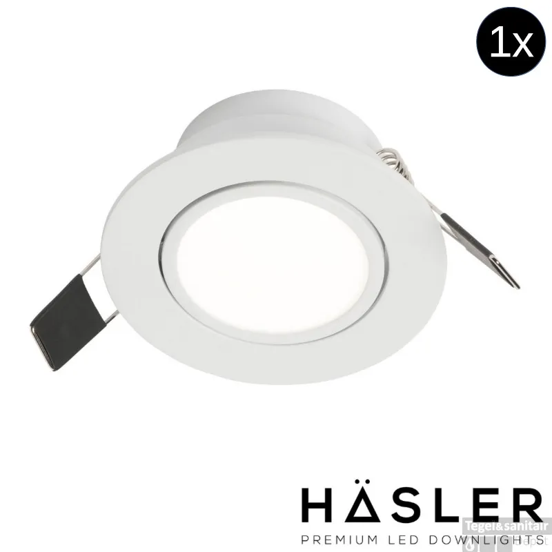 Direct Verzonden Inbouwspot Häsler Ancona Incl. Fase Aansnijding Dimbaar 8 cm 4 Watt Helder Wit RVS Set 1x