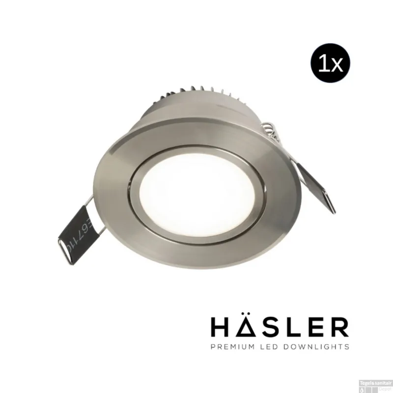 Beperkt Aanbod Inbouwspot Häsler Tordera Incl. Fase Aansnijding Dimbaar 8 cm 4 Watt Helder Wit RVS Set 1x