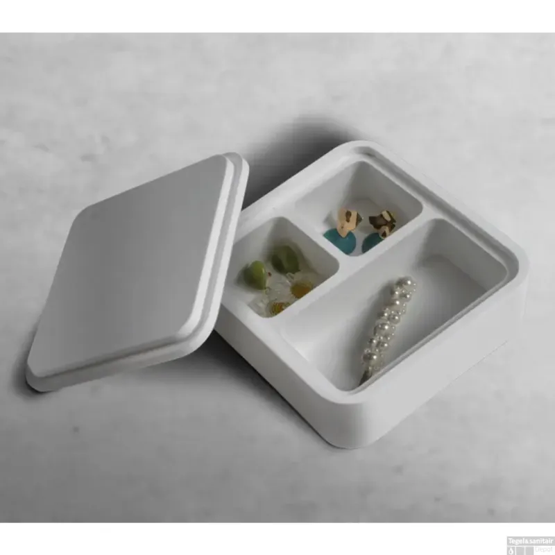 Cosmetica Opbergdoos Ideavit Solidcase 14x14x5.7 cm Solid Surface Mat Wit Tijdelijk Beschikbaar