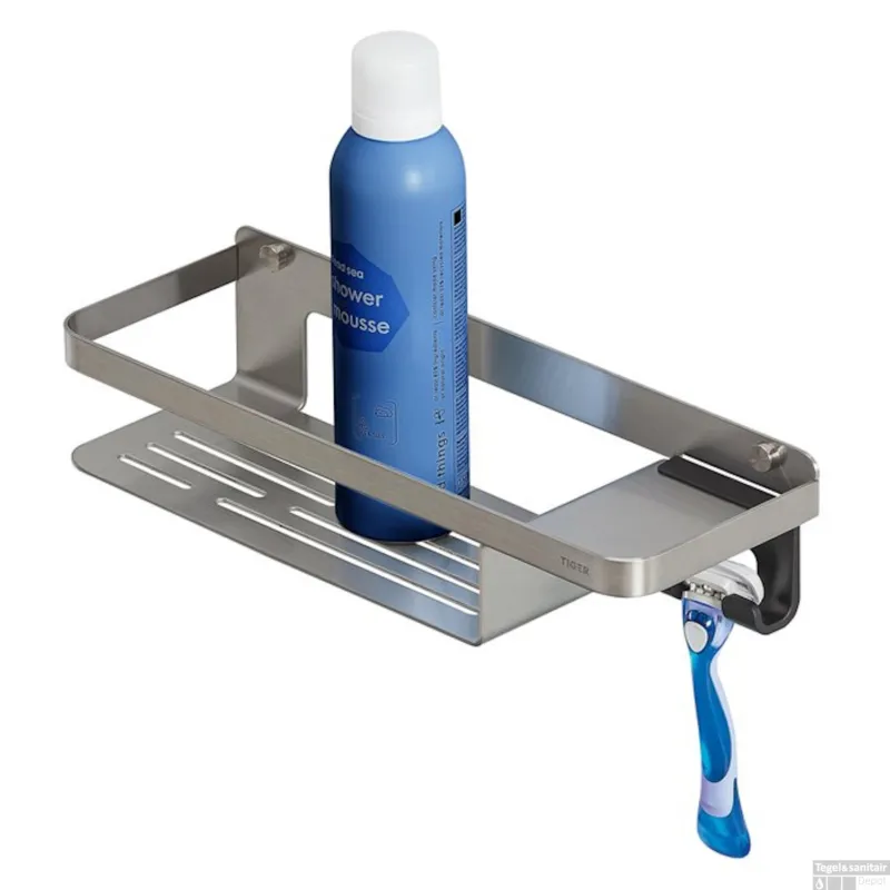 Koopje Douchemand Tiger Caddy Met Handdoekhaak 32 cm RVS Geborsteld