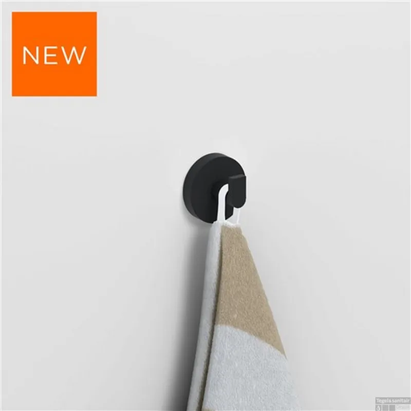 Kledinghaak Clou Flat Set 2st Rond Poedercoating Mat Zwart Speciale Aanbieding