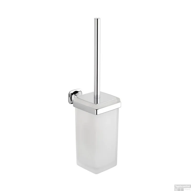 Toiletborstelhouder Sapho Aida Hangend 10.3x40.9 cm Chroom / Satijnglas Gecertificeerd