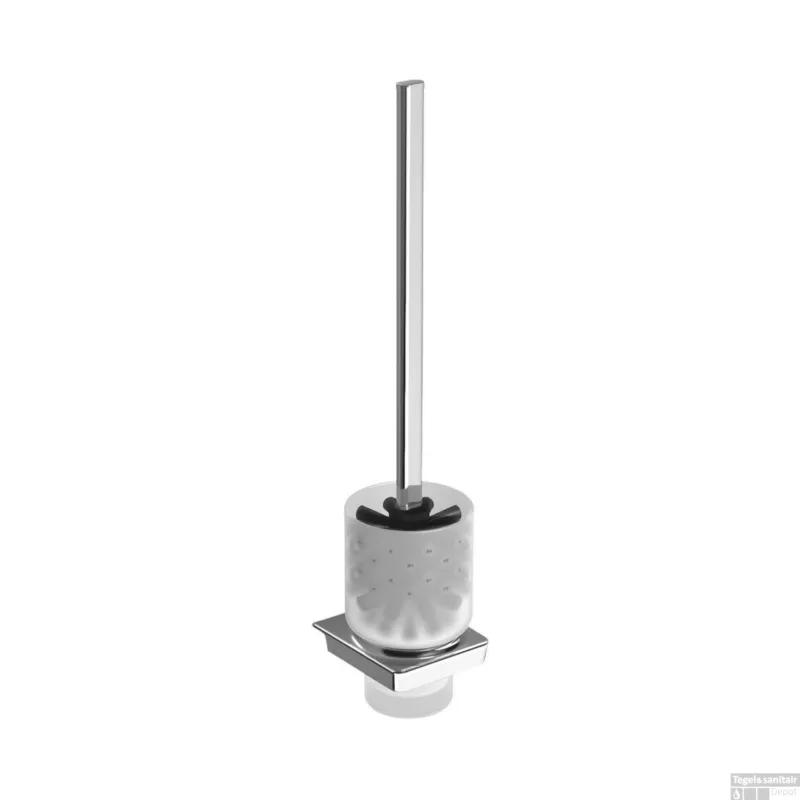 Korting Toiletborstelhouder Sapho Zen Chrom Hangend 8.3x41.1 cm Chroom / Melkglas