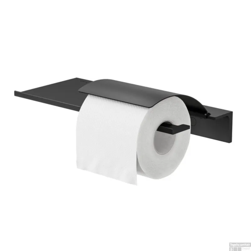 Betrouwbaar Planchet met Toiletrolhouder Met Klep Geesa Leev 28 cm Zwart