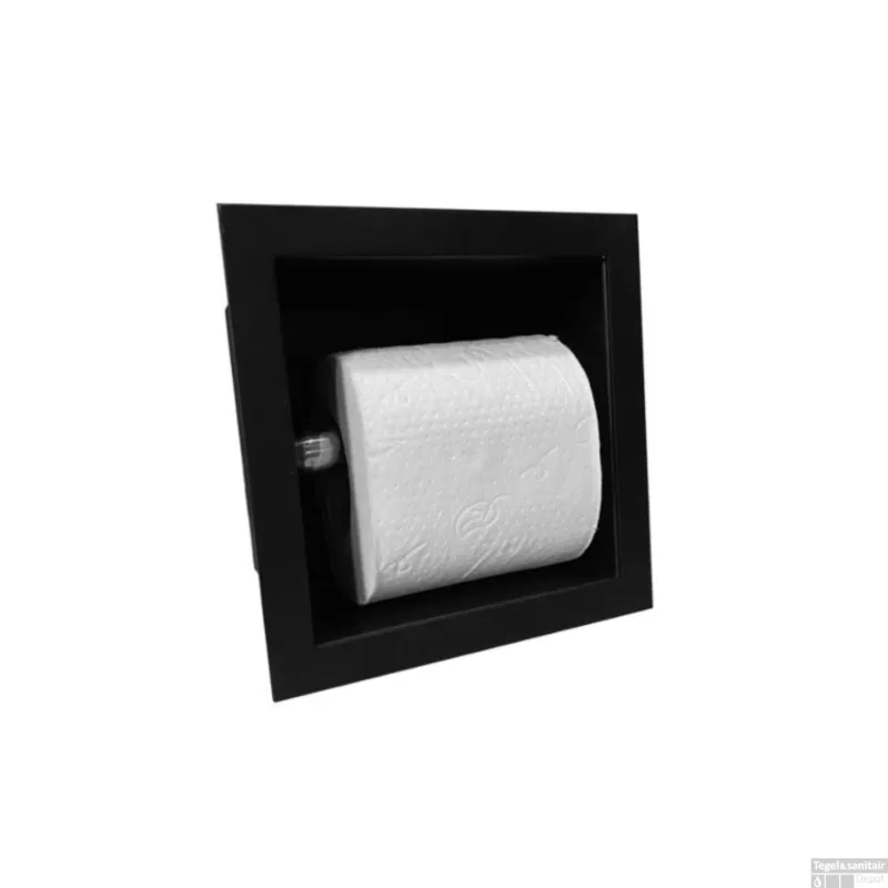 Lage Kosten Toiletrolhouder Sanilux Inbouw Mat Zwart 13.5x13x12 cm