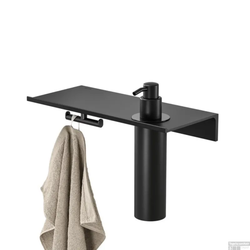 Planchet met Handdoekhaak en Zeepdispenser Geesa Leev 28 cm 200 ml Zwart Betrouwbaar