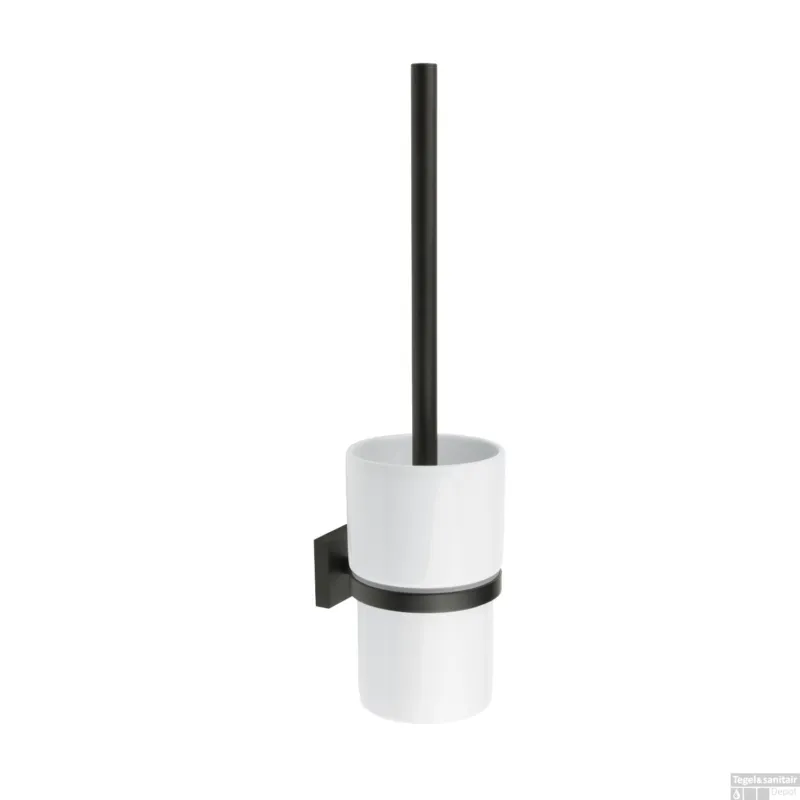 Toiletborstel met Wandhouder Smedbo House Porselein Glas Mat Zwart Dagaanbieding