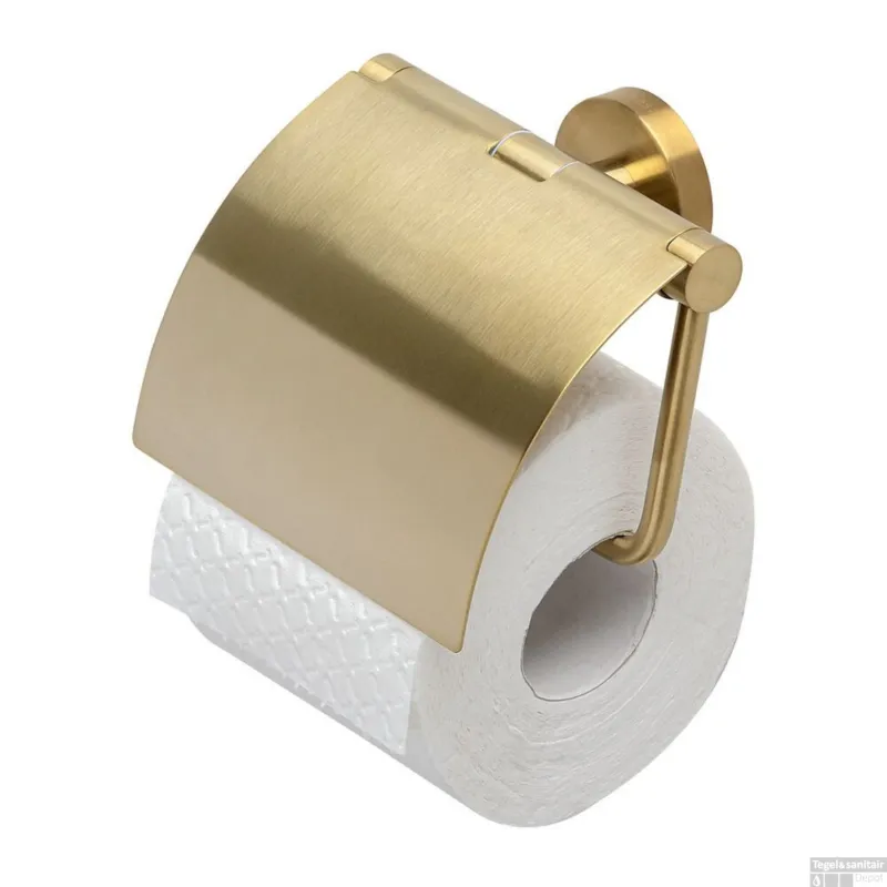 Toiletrolhouder Geesa Nemox met Klep Geborsteld Goud Laatste Versie