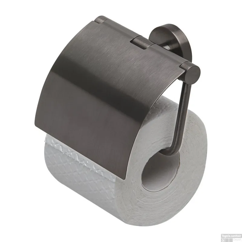 Toiletrolhouder Geesa Nemox met Klep Geborsteld Zwart Op = Op