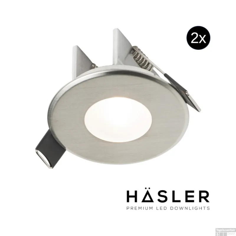 Inbouwspot Häsler Ferrara Incl. Fase Aansnijding Dimbaar 6,8 cm 4 Watt Helder Wit RVS Set 2x Seizoensaanbieding