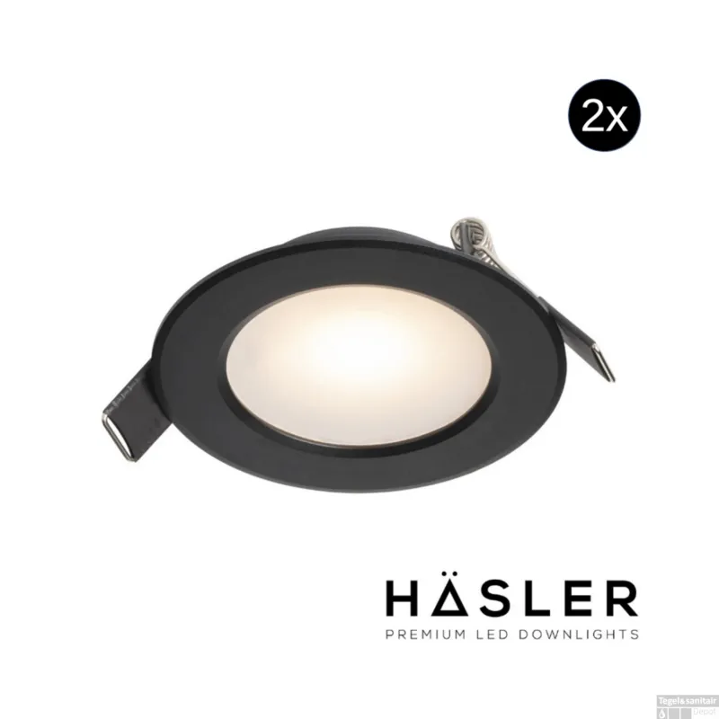 Actieprijs Inbouwspot Häsler Murcia Incl. Fase Aansnijding Dimbaar 9.2 cm 4 Watt Warm Wit Zwart Set 2x