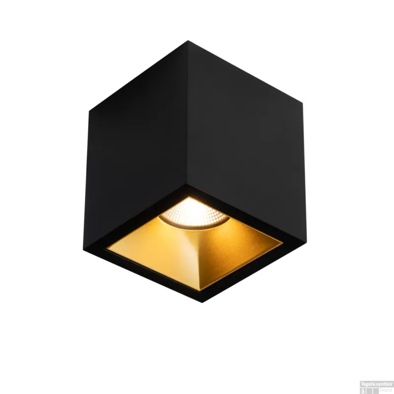 Nu Kopen Spot BWS Daniel Aluminium 745Lm 9,2W Zwart Met Gouden Anti-Glare Ring
