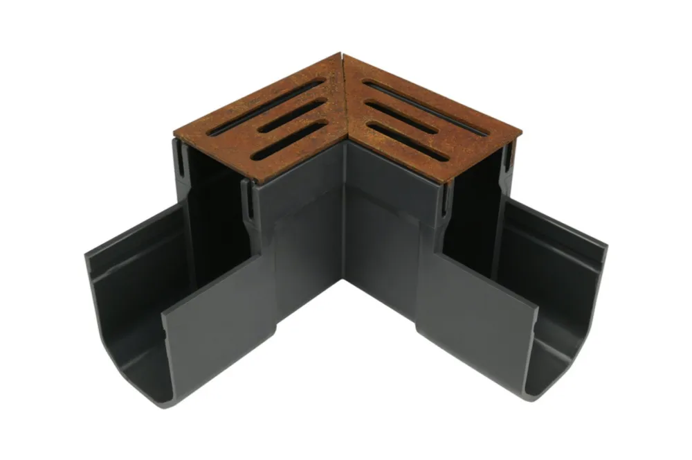 Exclusieve Aanbieding Hoekstuk voor Smalle Lijngoot Cortenstaal 15,5 x 15,5 cm - Wovar