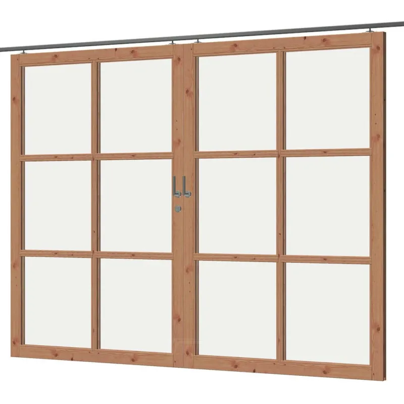 Montageset Dubbele Schuifdeuren XL met Glas Douglas Laatste Versie