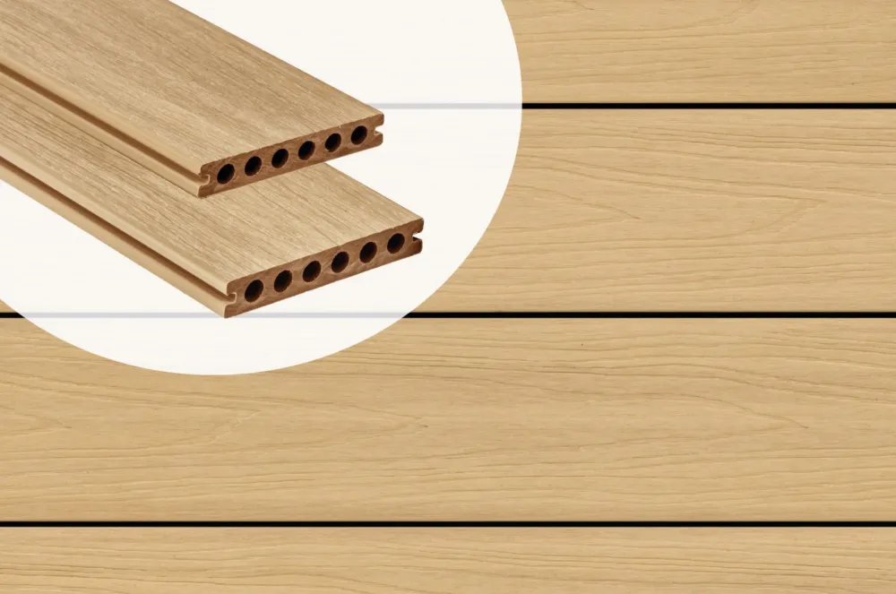 Direct Verzonden Vlonderplank Composiet Holkamer PuraShield Cedar 2.3 x 13.8 Voor Clips - 300 cm